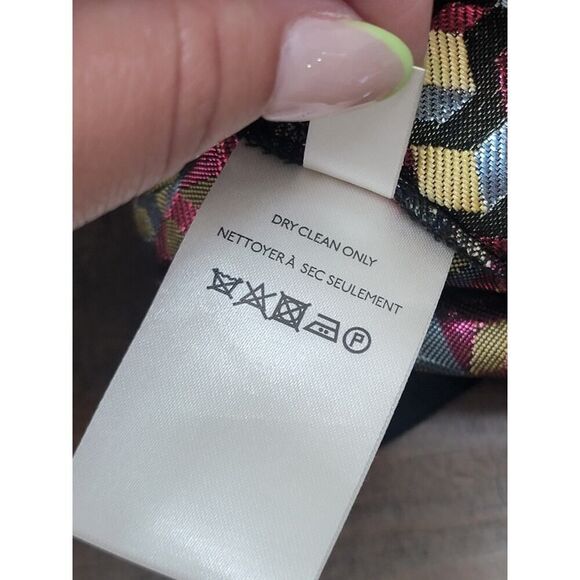 Anthropologie The Essential Slim Pants Metallic Geometric Print Colorful Size 6 - Picture 9 of 10